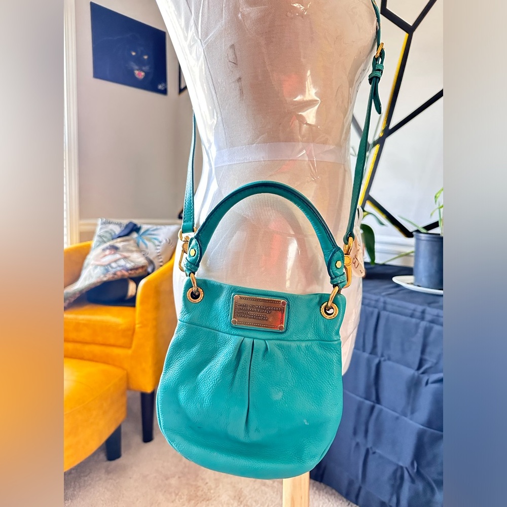 Marc Jacobs Turquoise Crossbody with gold hardware